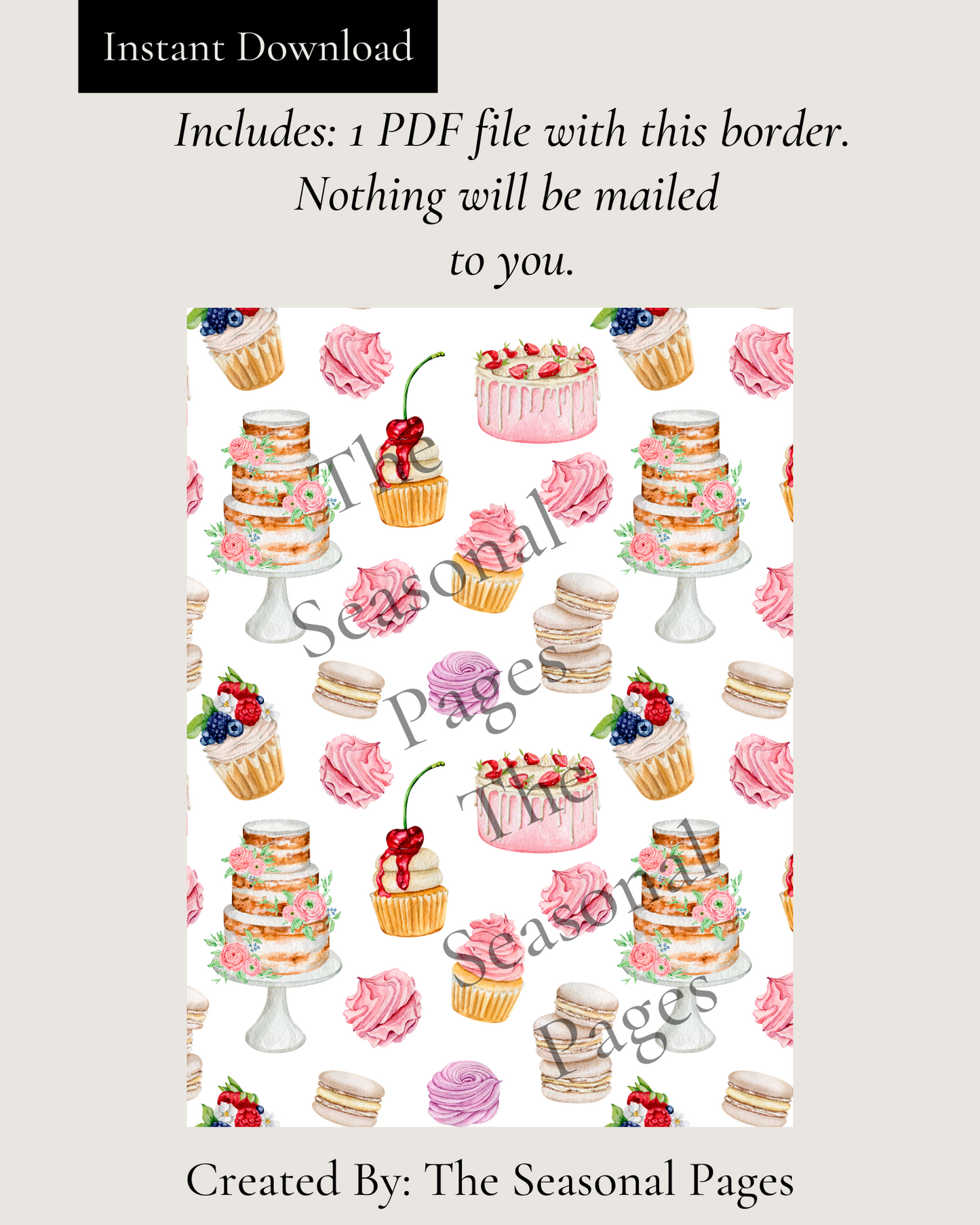 Printable Dessert Stationery
