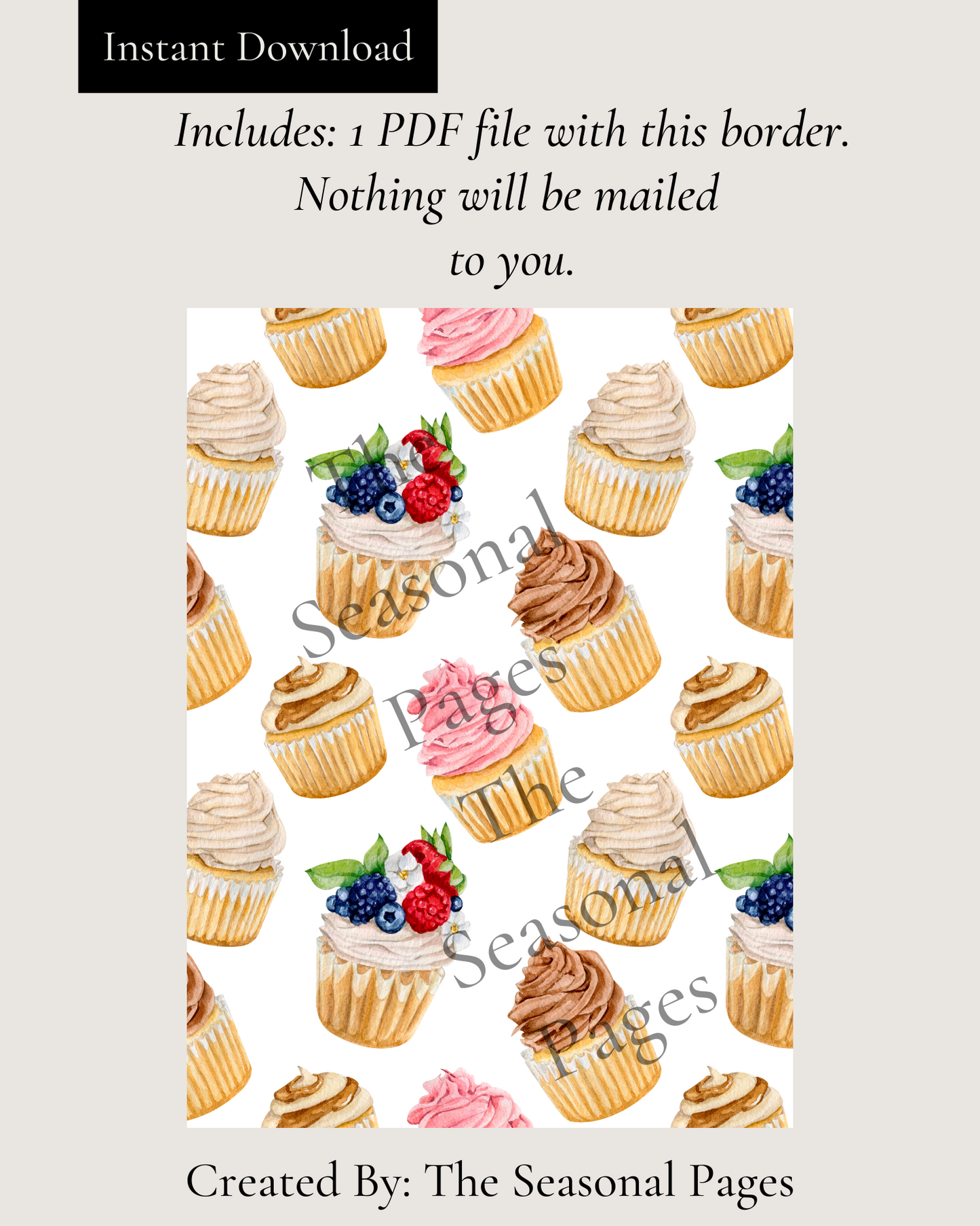 Printable Cupcake Stationery
