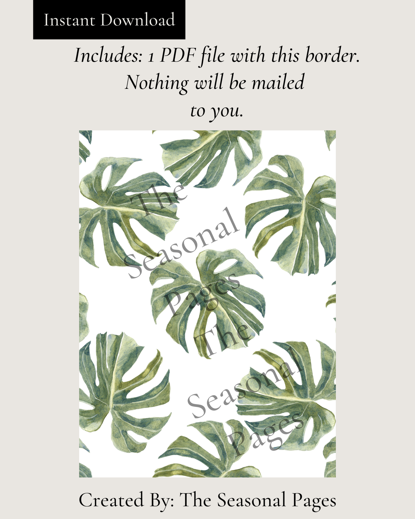 Printable Tropic Leaves Stationery