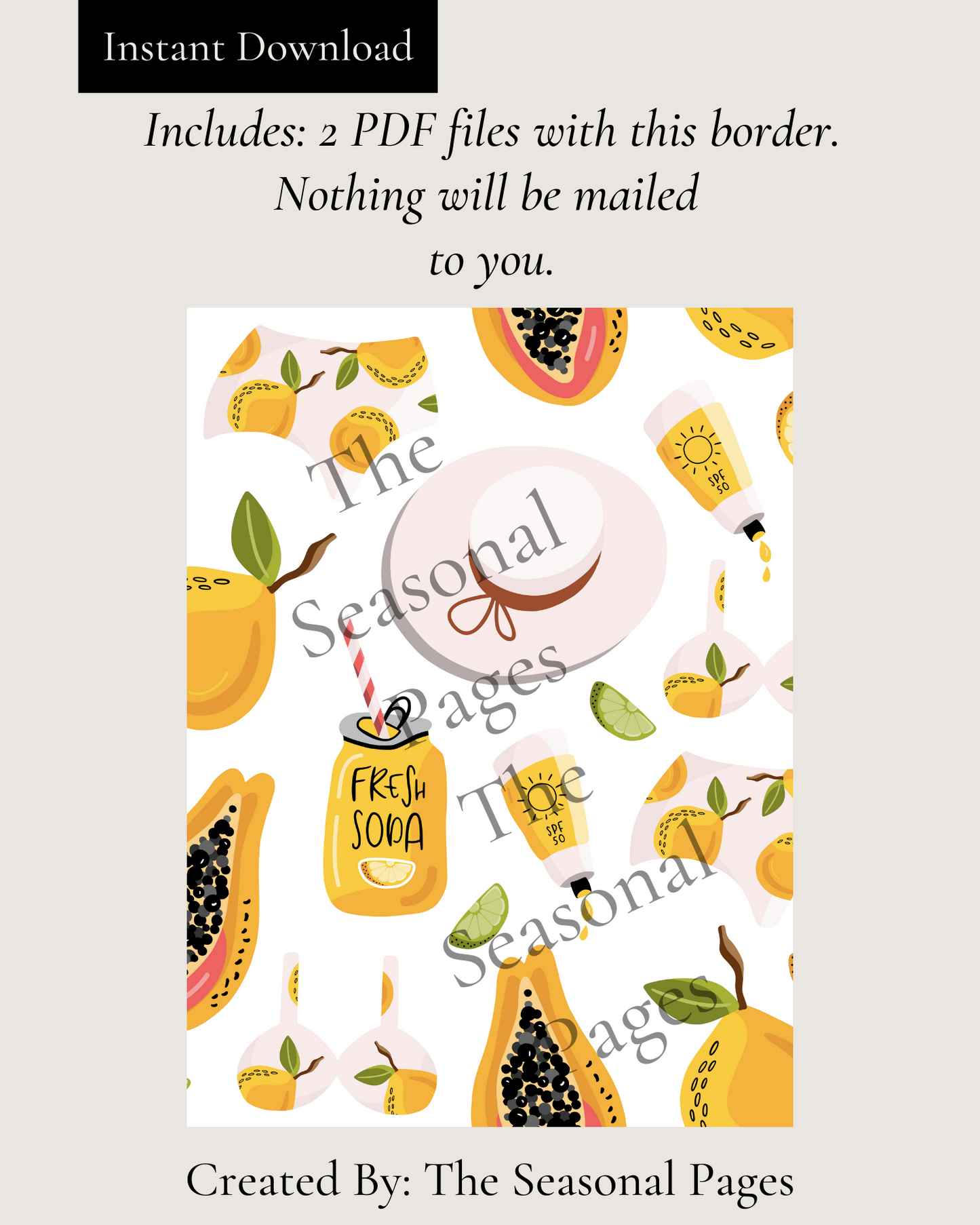 Printable Summer 106 Stationery