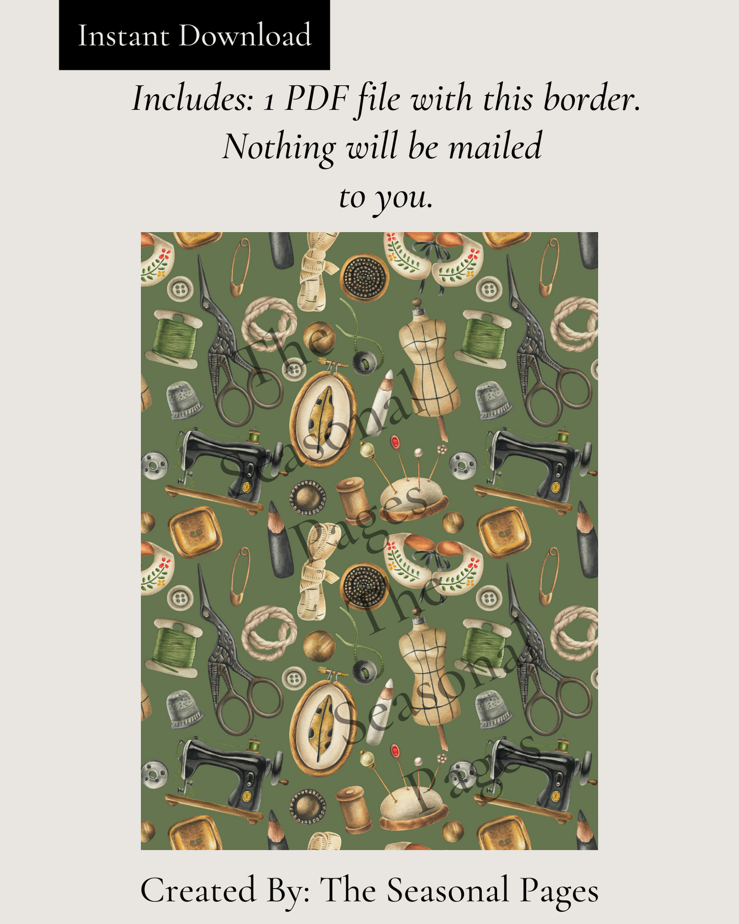 Printable Sewing Life Stationery