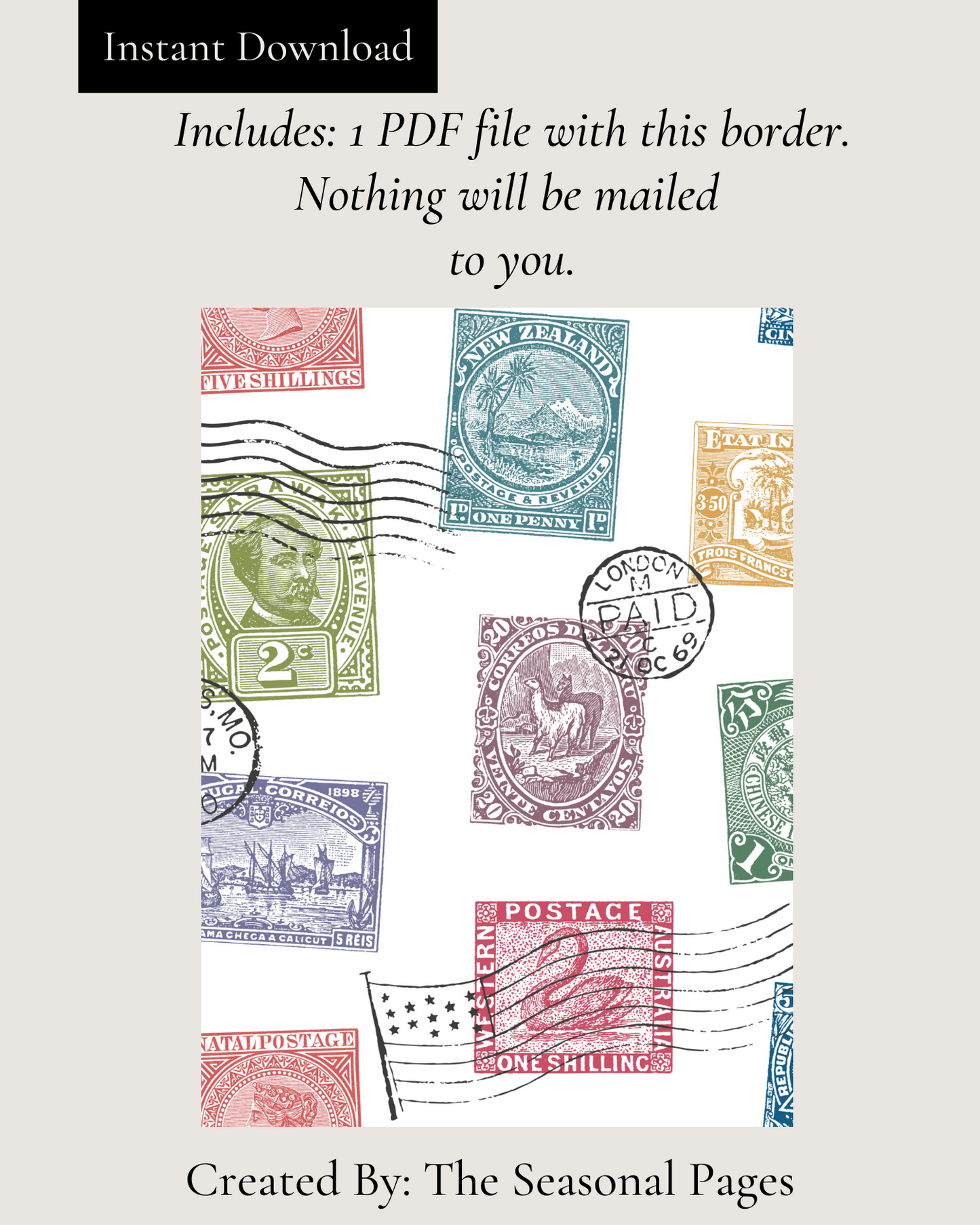 Printable Colorful Stamp Stationery