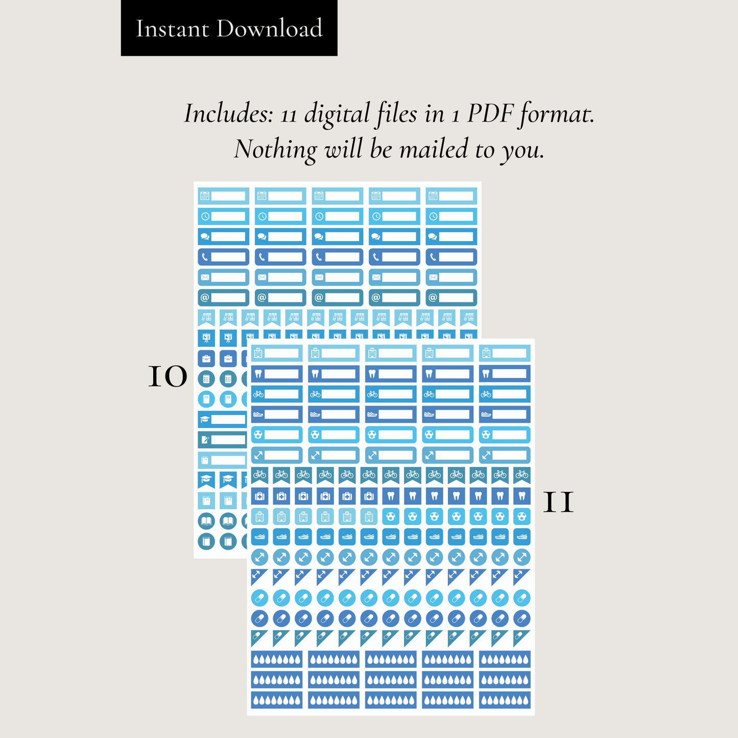 Printable Blue Planner Sticker Set