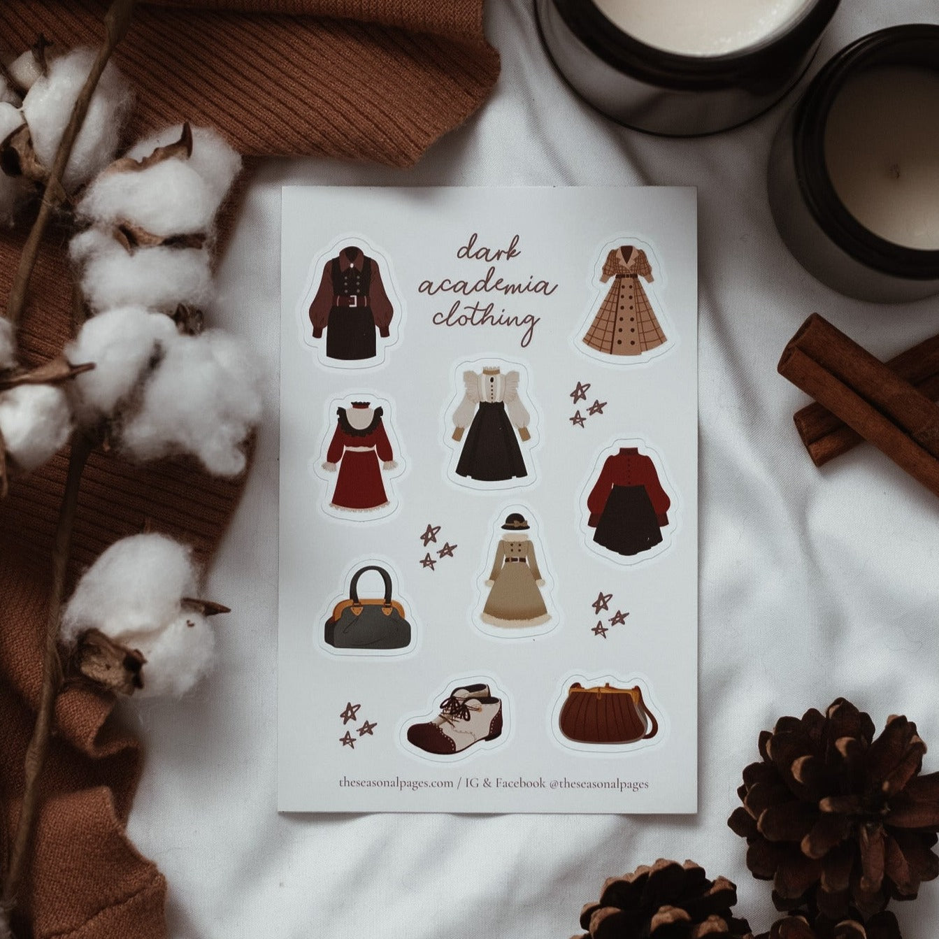 Dark Academia Clothing Sticker Sheet