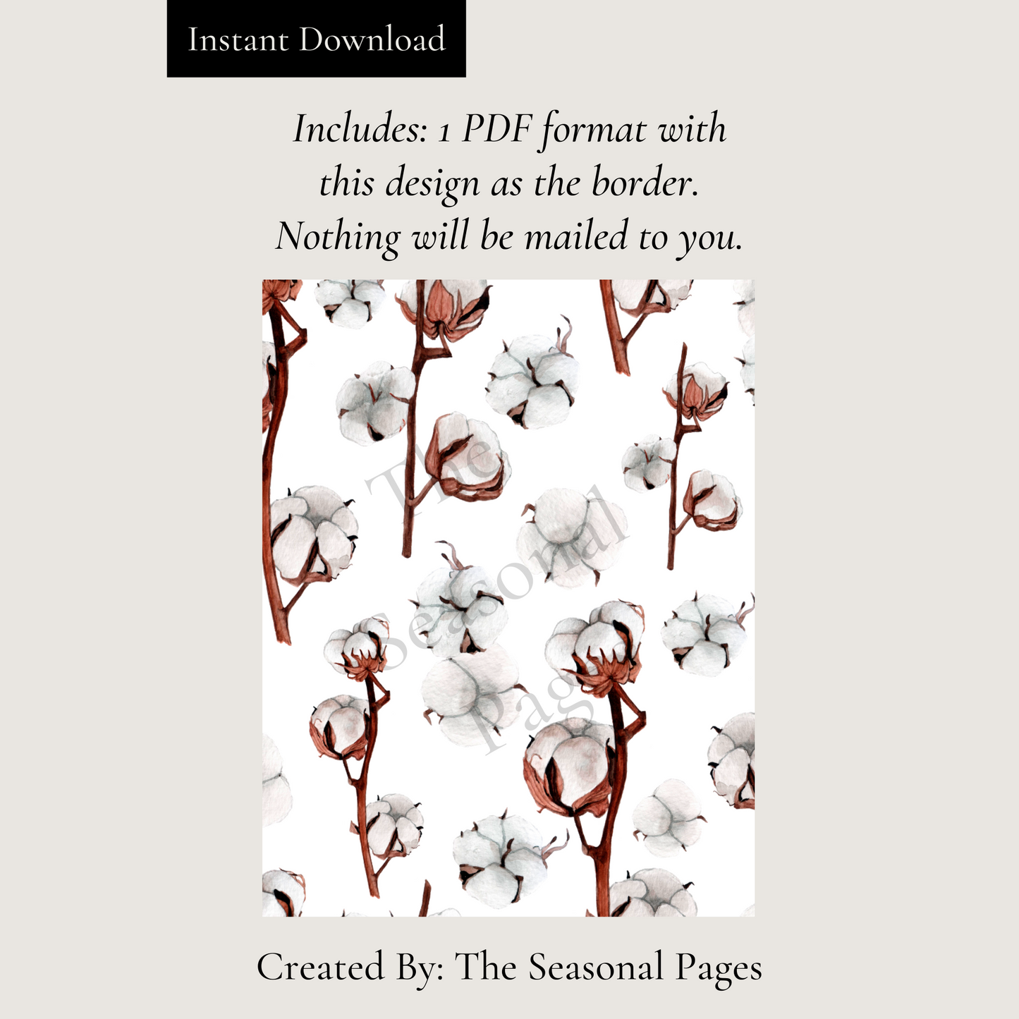 Printable Cotton Nature Stationery