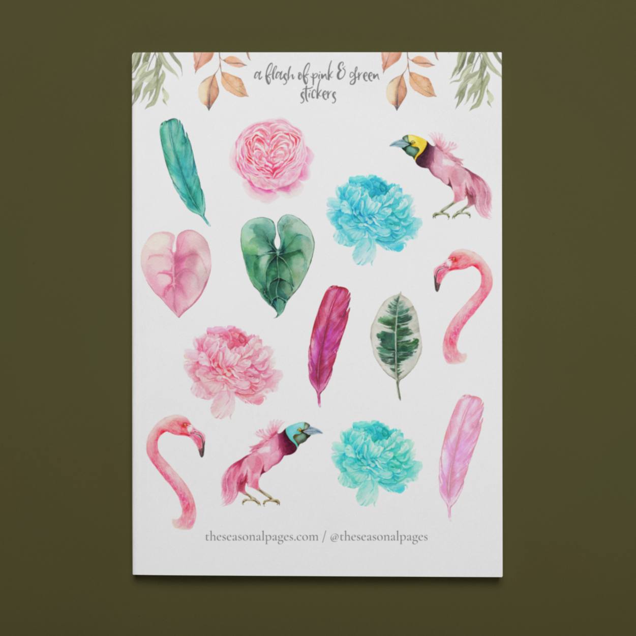 Printable A Flash Of Pink & Green Sticker Set