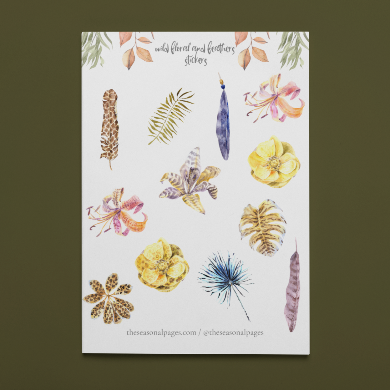 Printable Wild Floral & Feathers Sticker Set