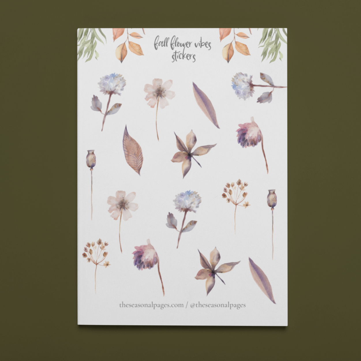 Printable Fall Flower Vibes Sticker Set