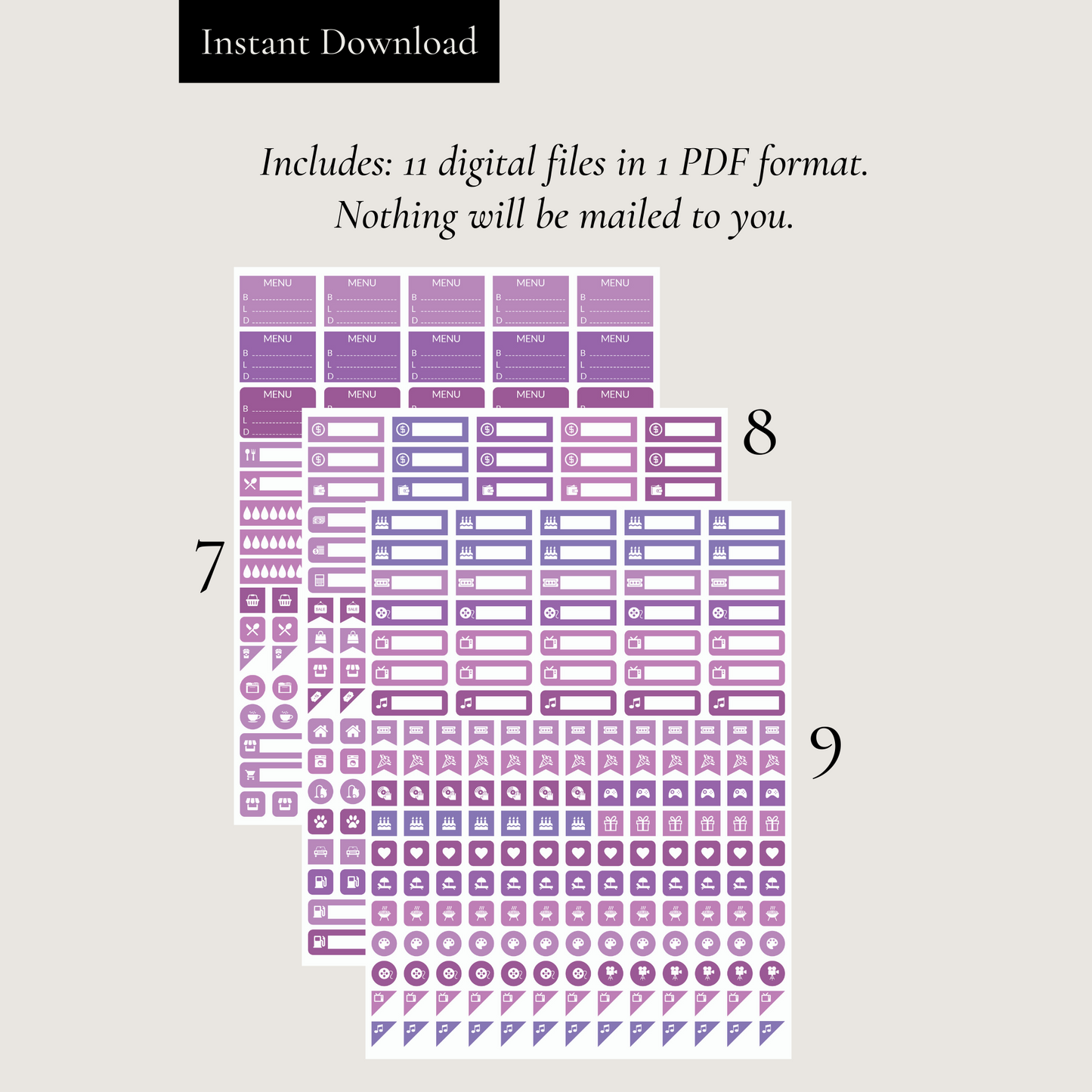 Purple Printable Sticker Set Vol. 1