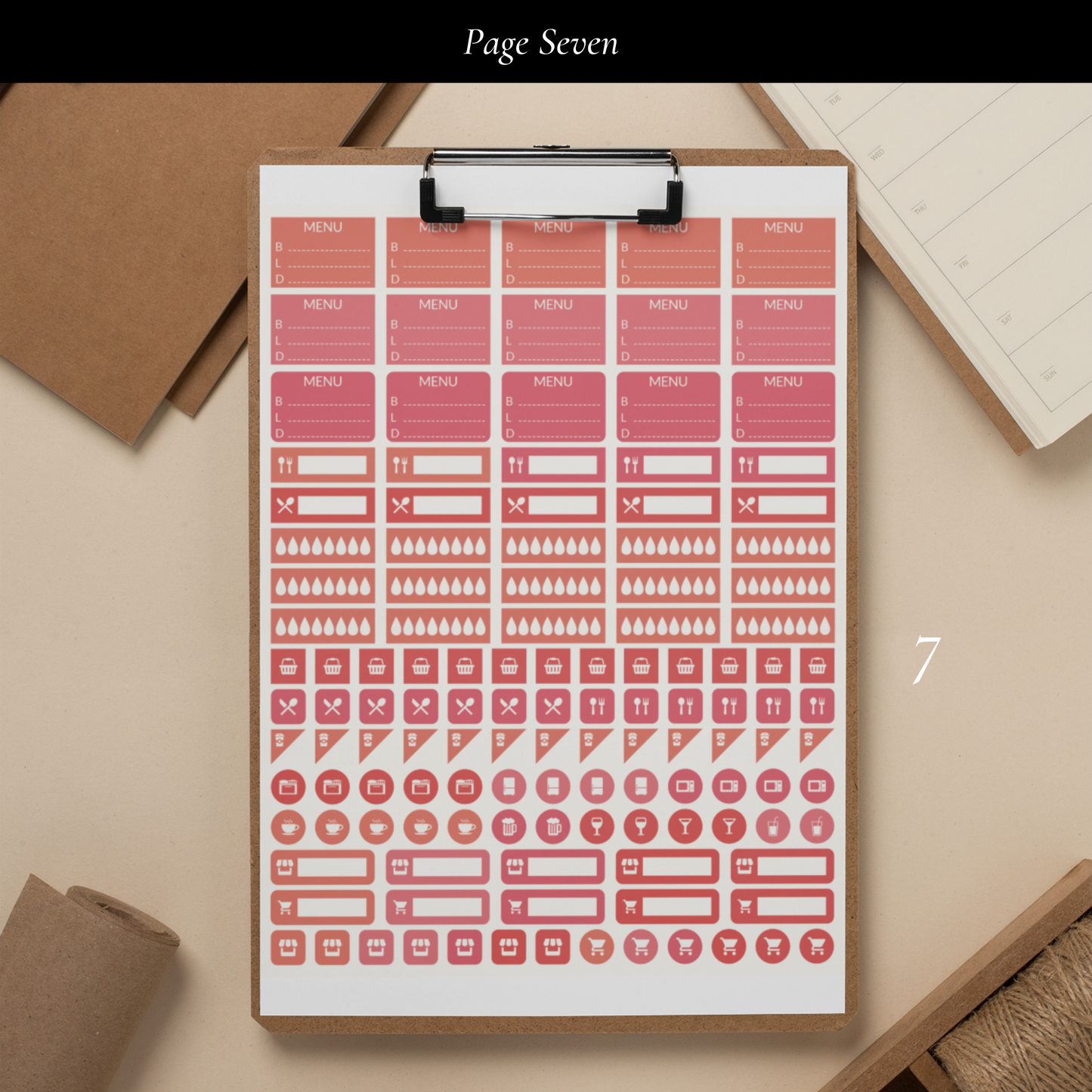 Printable Salmon Planner Sticker Set