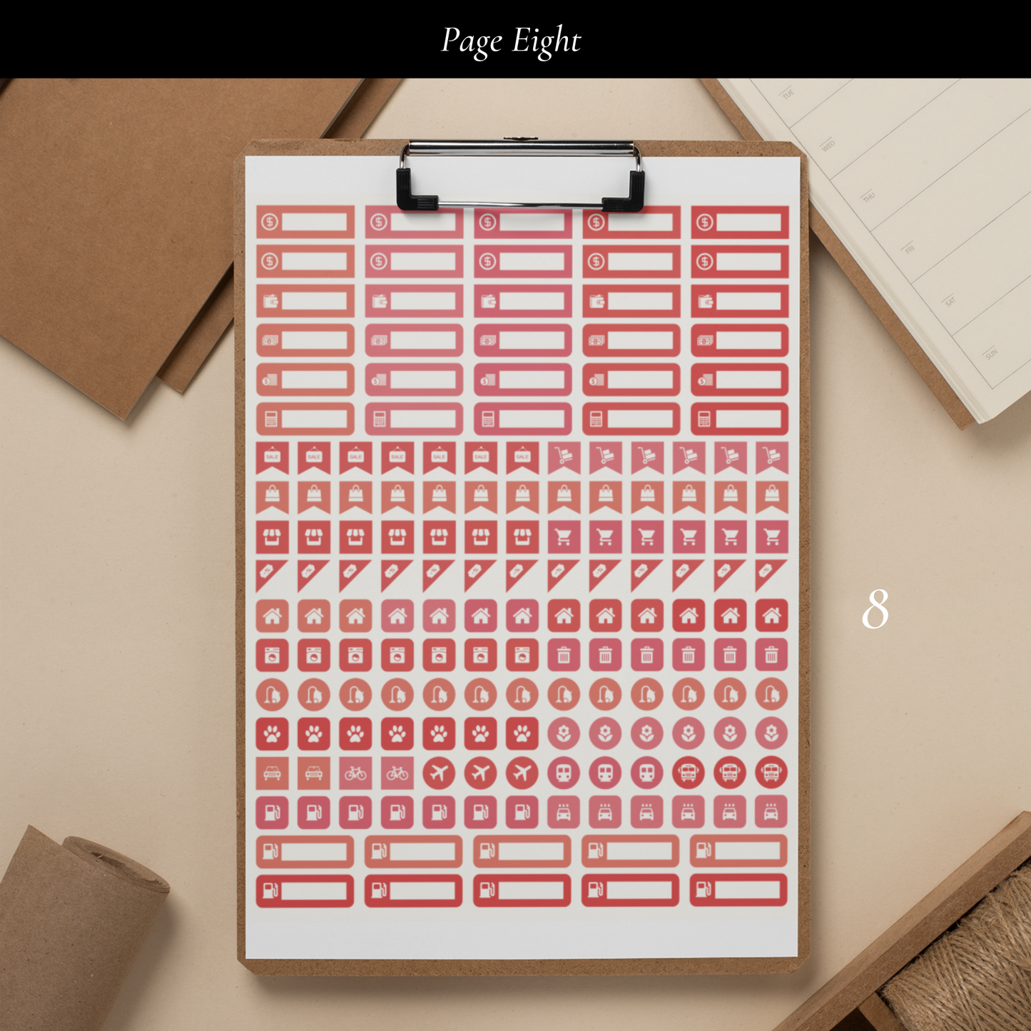 Printable Salmon Planner Sticker Set