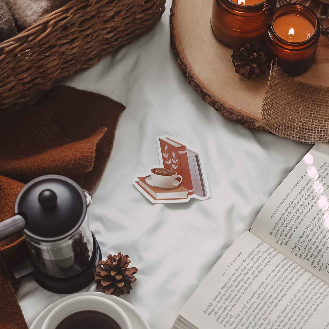 Afternoon Tea & Reading Vinyl Sticker