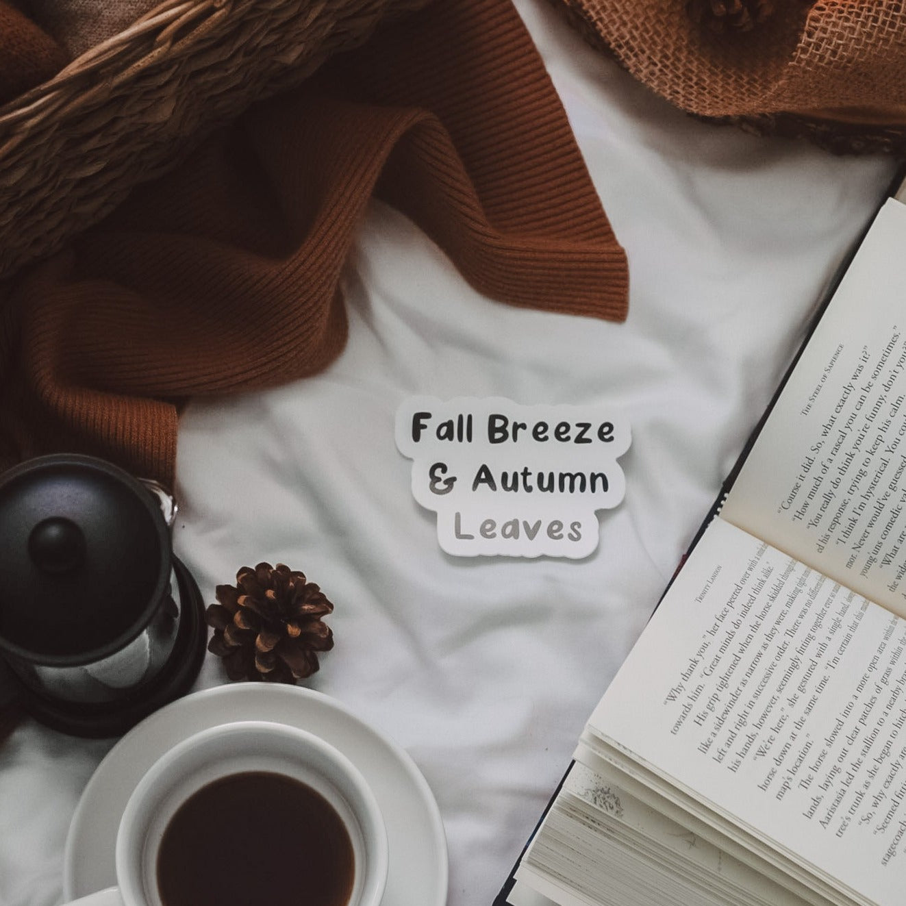 Fall Breeze And Autumn Leaves Vinyl Sticker