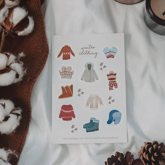 Winter Clothing Sticker Sheet