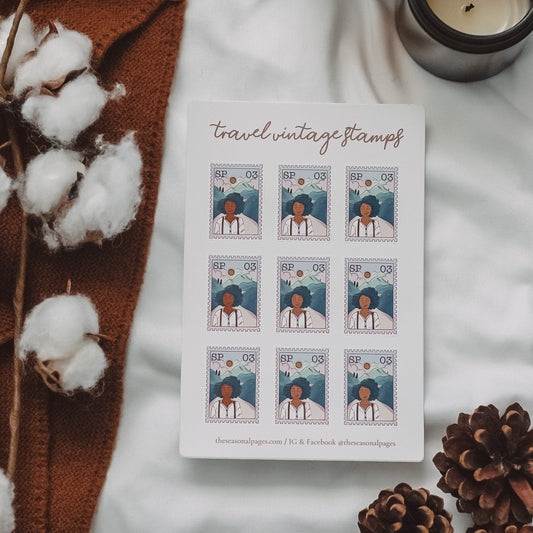 Vintage Traveling Stamps Sticker Sheet