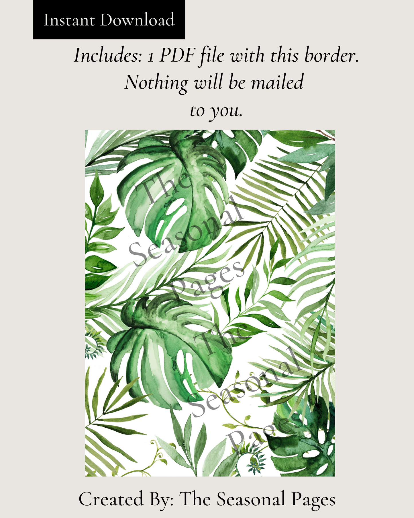 Printable Palm Leaves Stationery