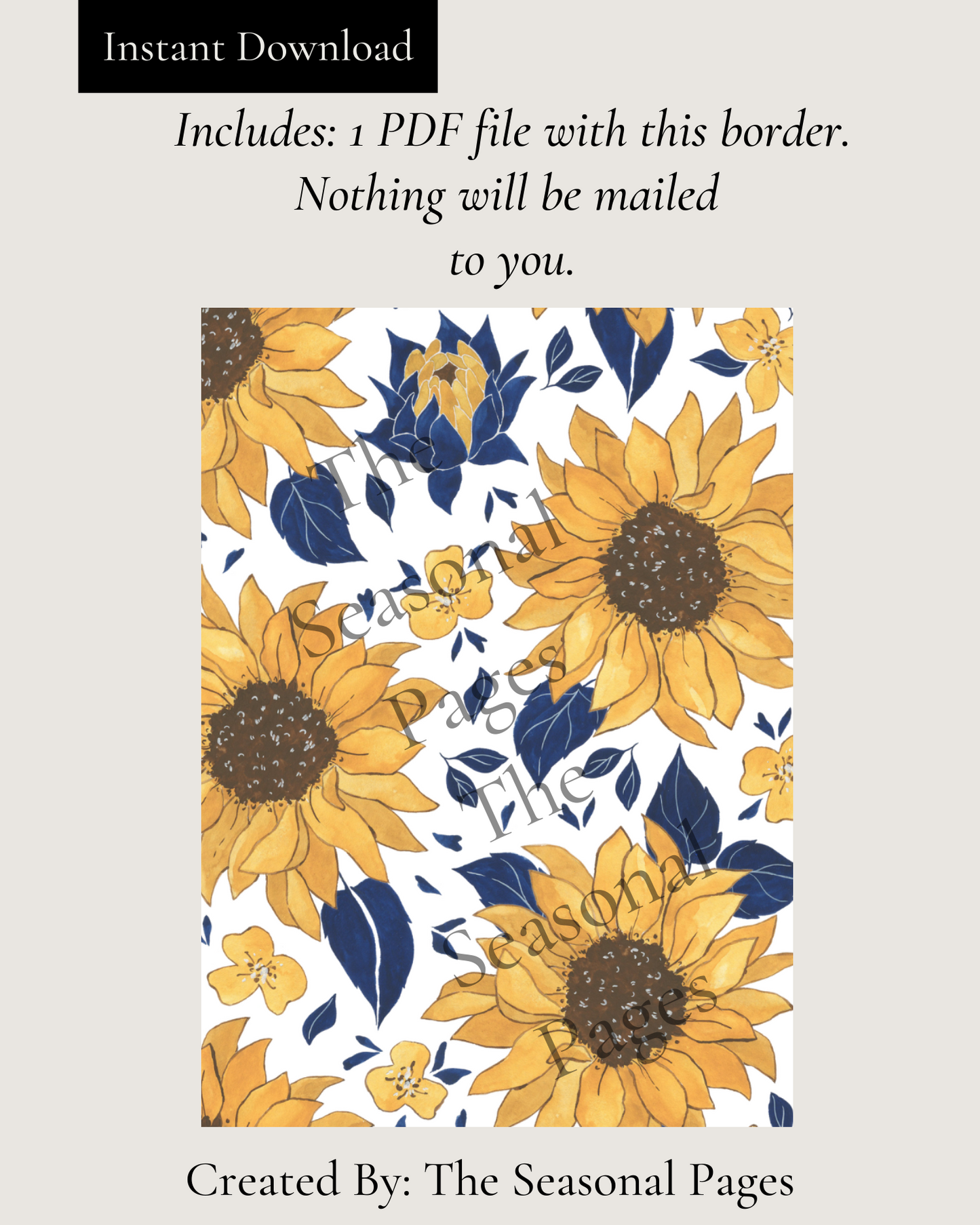 Printable Sunflower Stationery