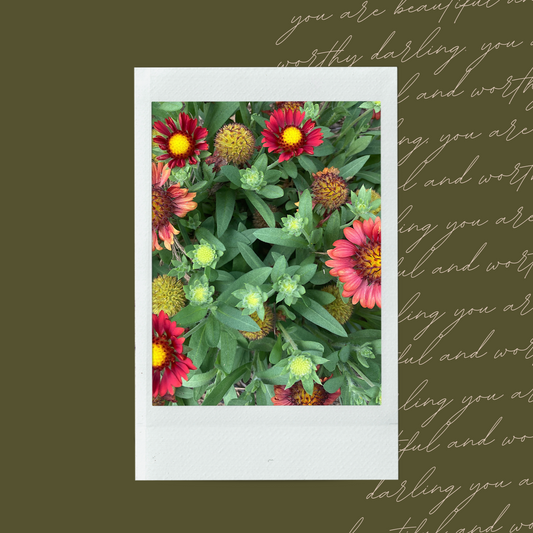 Happy Red Floral Polaroid