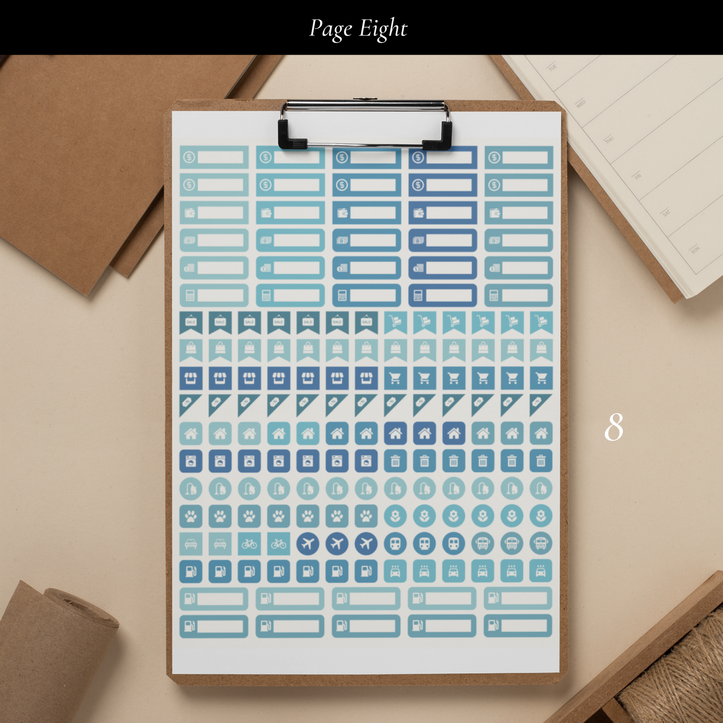 Printable Blue Planner Sticker Set