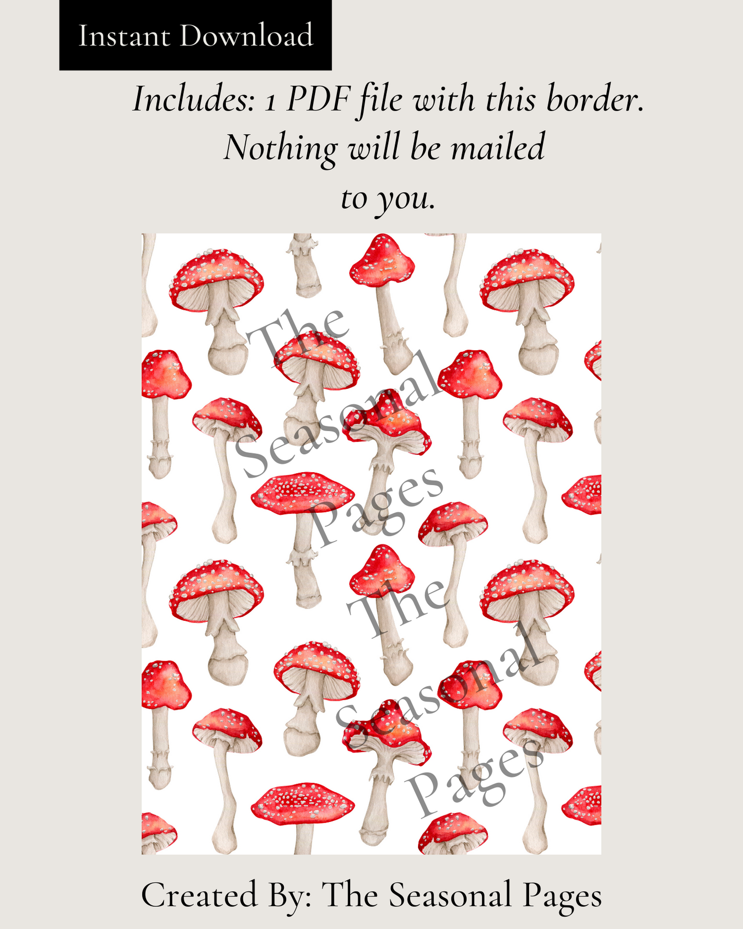 Mushroom Stationery Printable