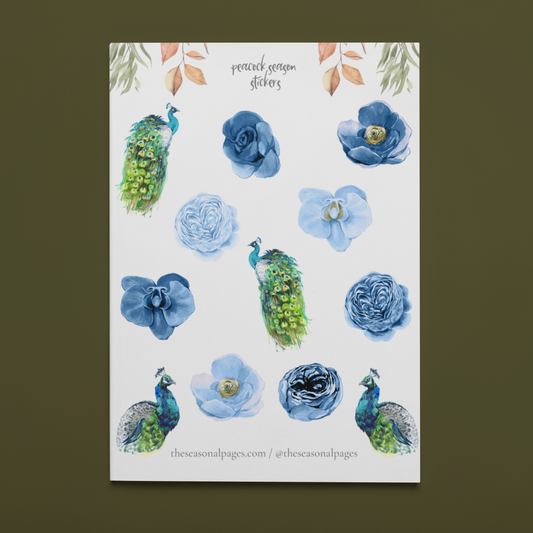 Printable Peacock Season Sticker Set
