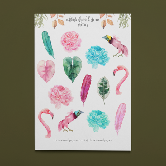 Printable A Flash Of Pink & Green Sticker Set