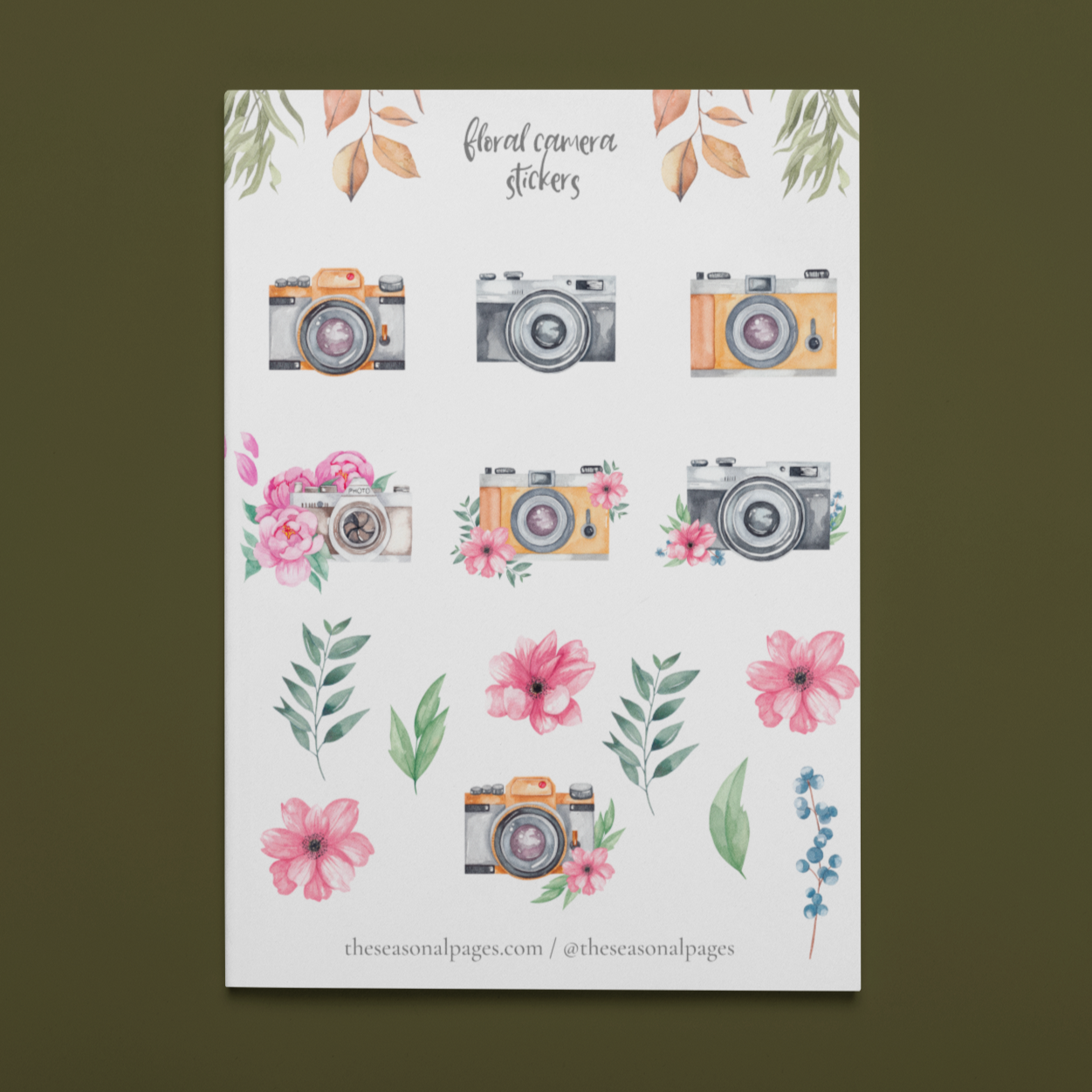 Printable Floral Camera Sticker Set