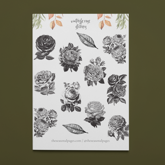 Printable Vintage Rose Sticker Set