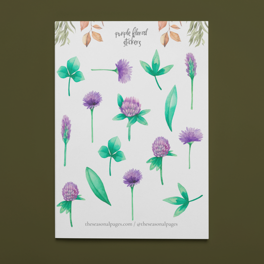 Printable Purple Floral Sticker Set