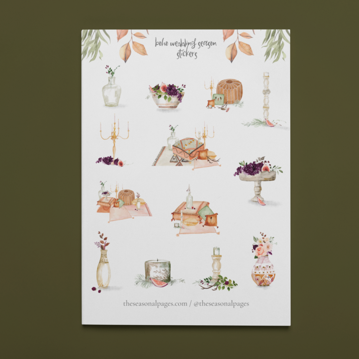 Printable Boho Wedding Season Sticker Set