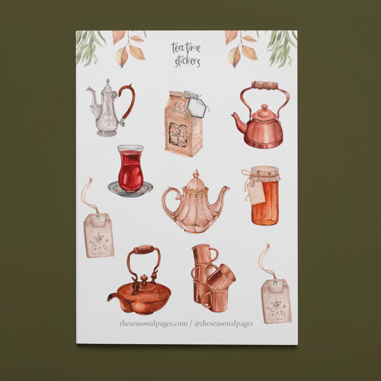 Teapot Printable Stickers Tea Printable Stickers Digital Stickers