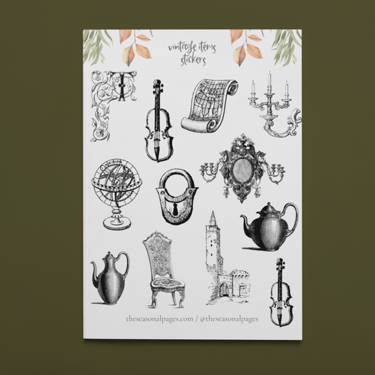 Printable Vintage Items Sticker Set