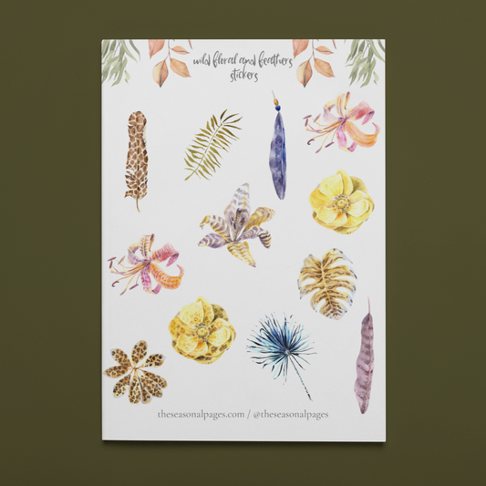 Printable Wild Floral & Feathers Sticker Set