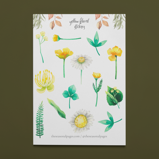 Printable Yellow Flower Sticker Set