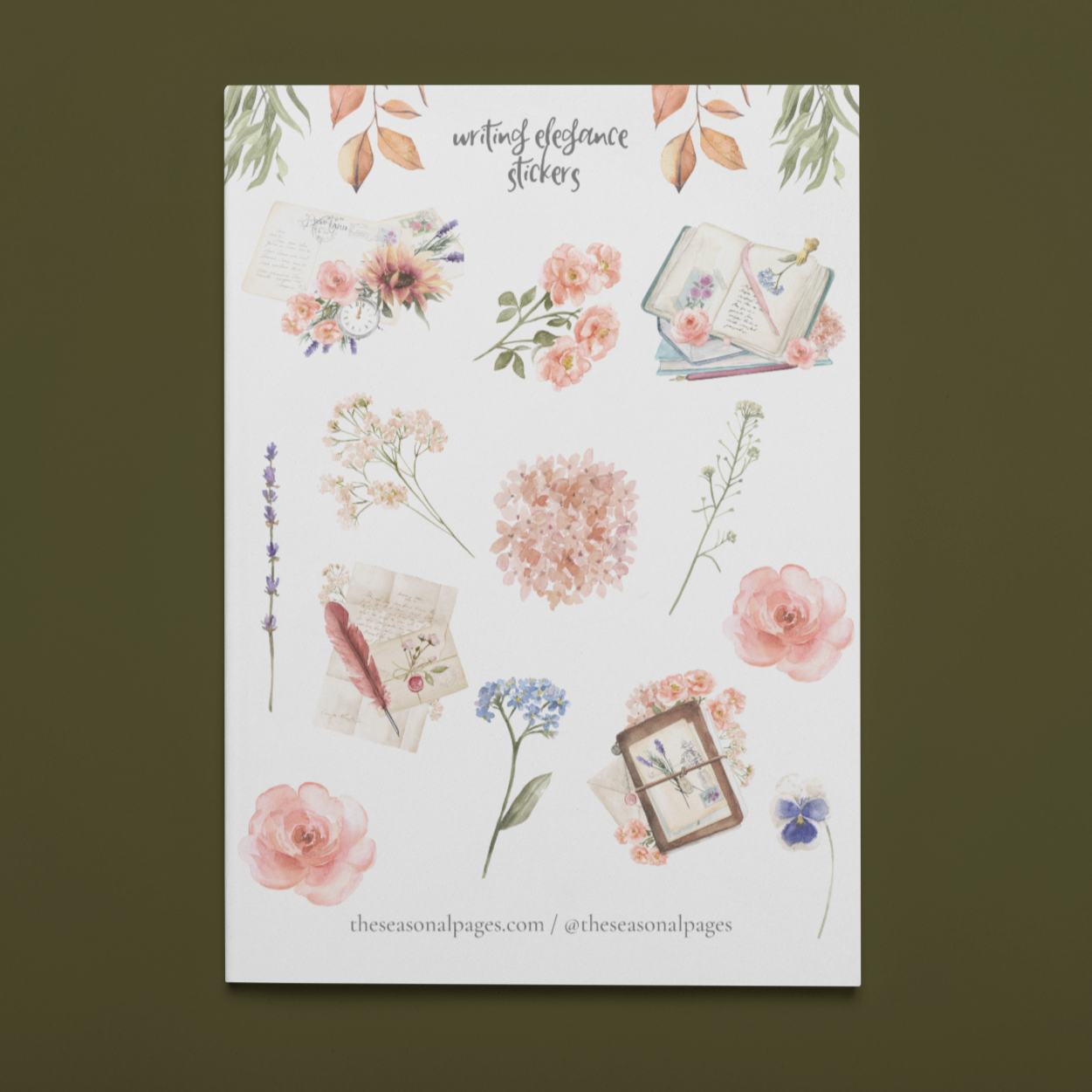 Page Writing Sticker Printable Writing Elegance Sticker Set – The Seasonal Pages