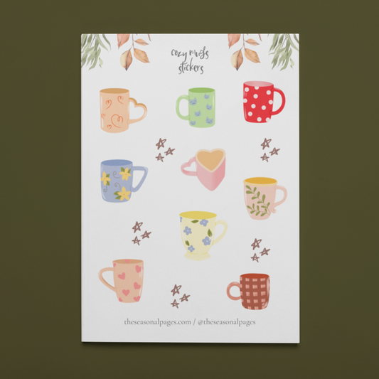 Printable Cozy Mugs Sticker Set