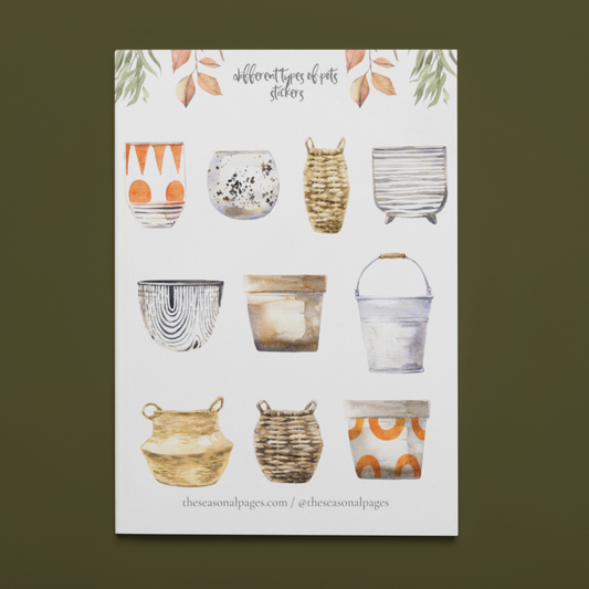 Printable Different Types Of Pots Sticker Set