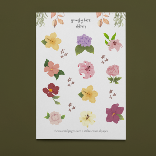 Printable Spring Is Here Sticker Set