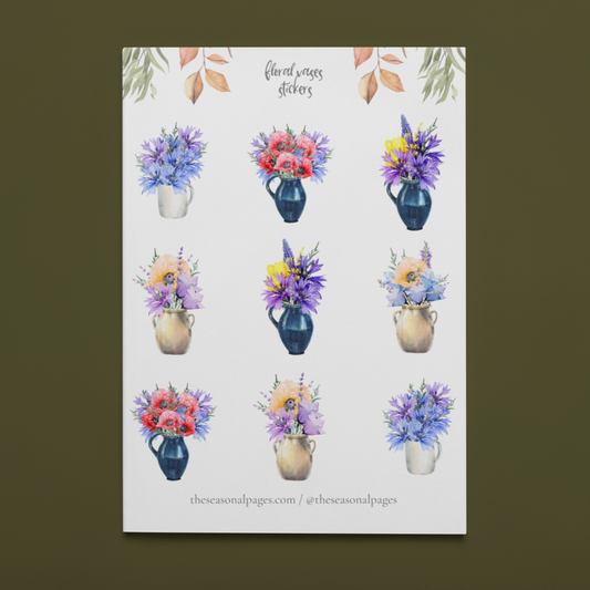 Printable Floral Vases Sticker Set