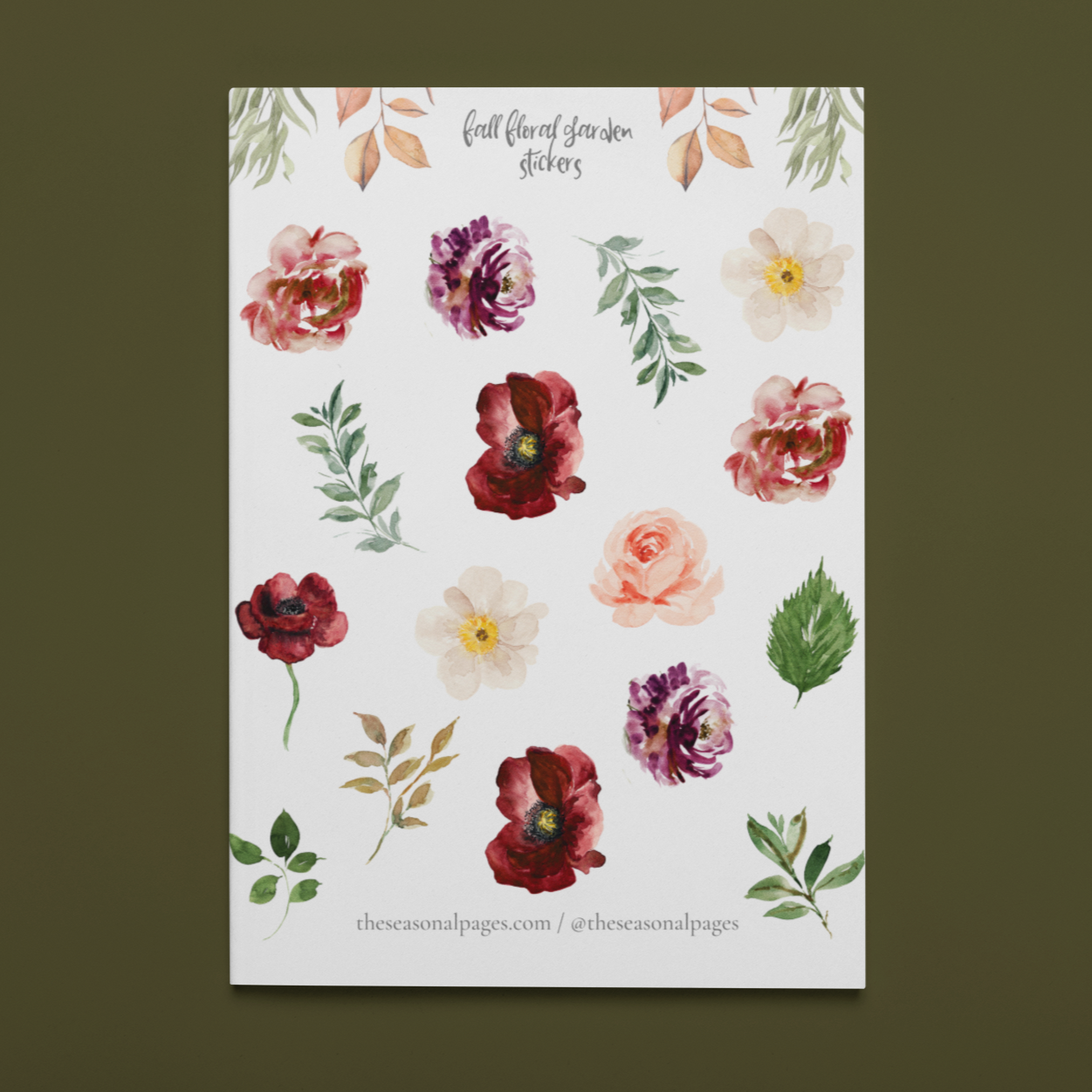 Printable Fall Floral Garden Sticker Set