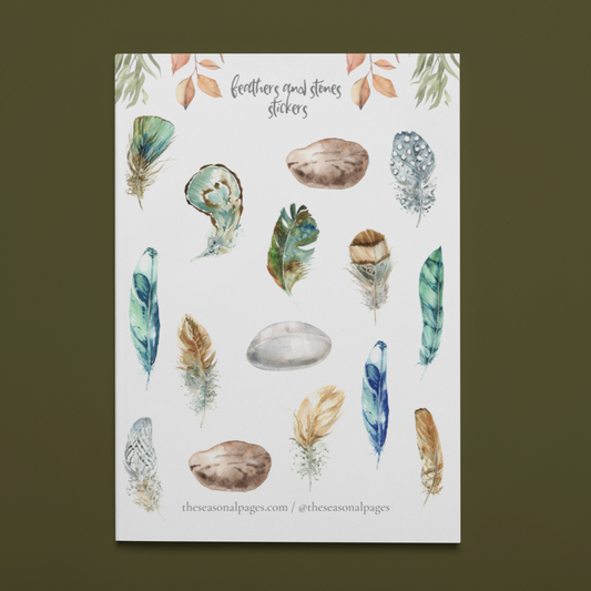 Printable Feathers and Stones Sticker Set