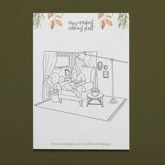 Cozy Reading Coloring Page Printable