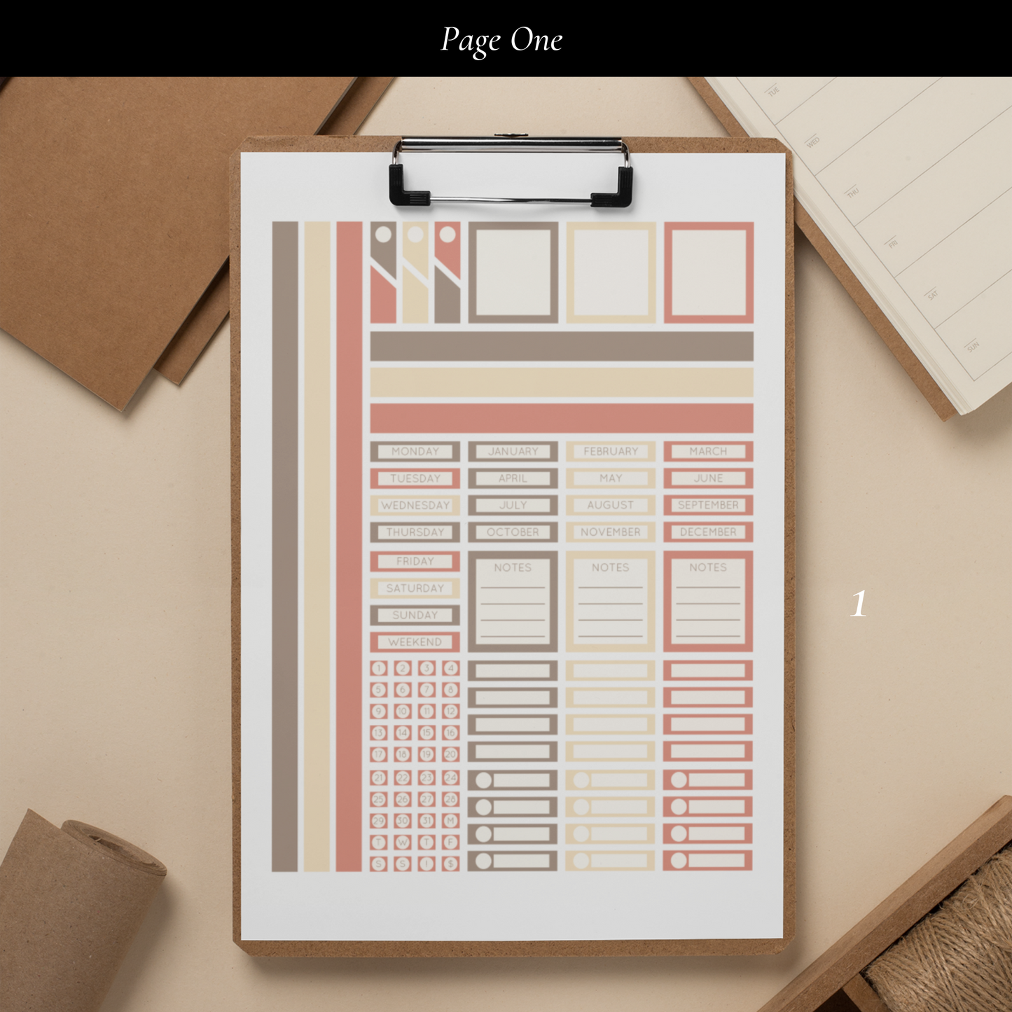 Printable Neutral Planner Sticker Set