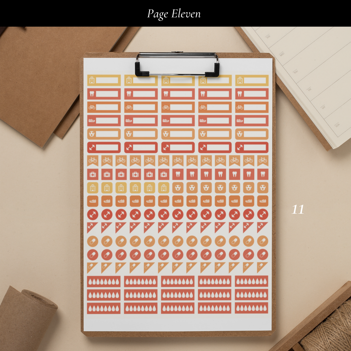 Printable Orange Planner Sticker Set