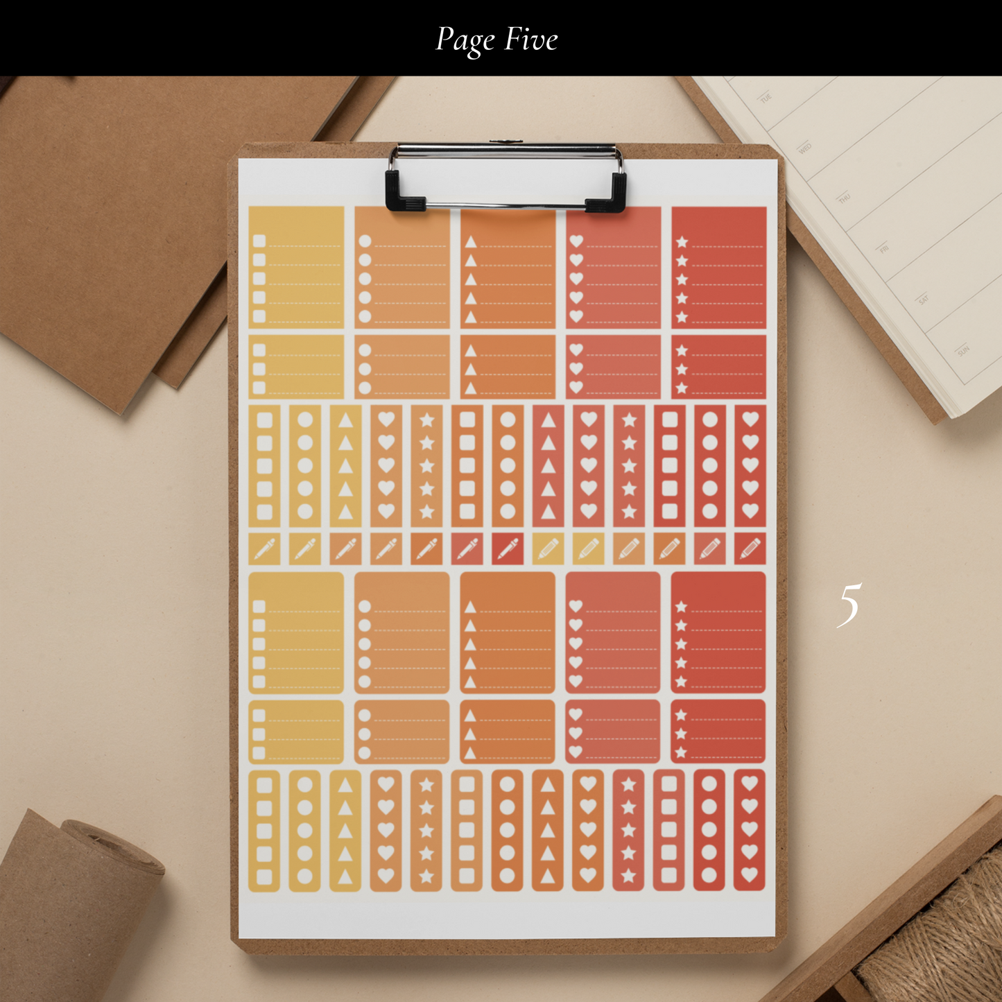 Printable Orange Planner Sticker Set