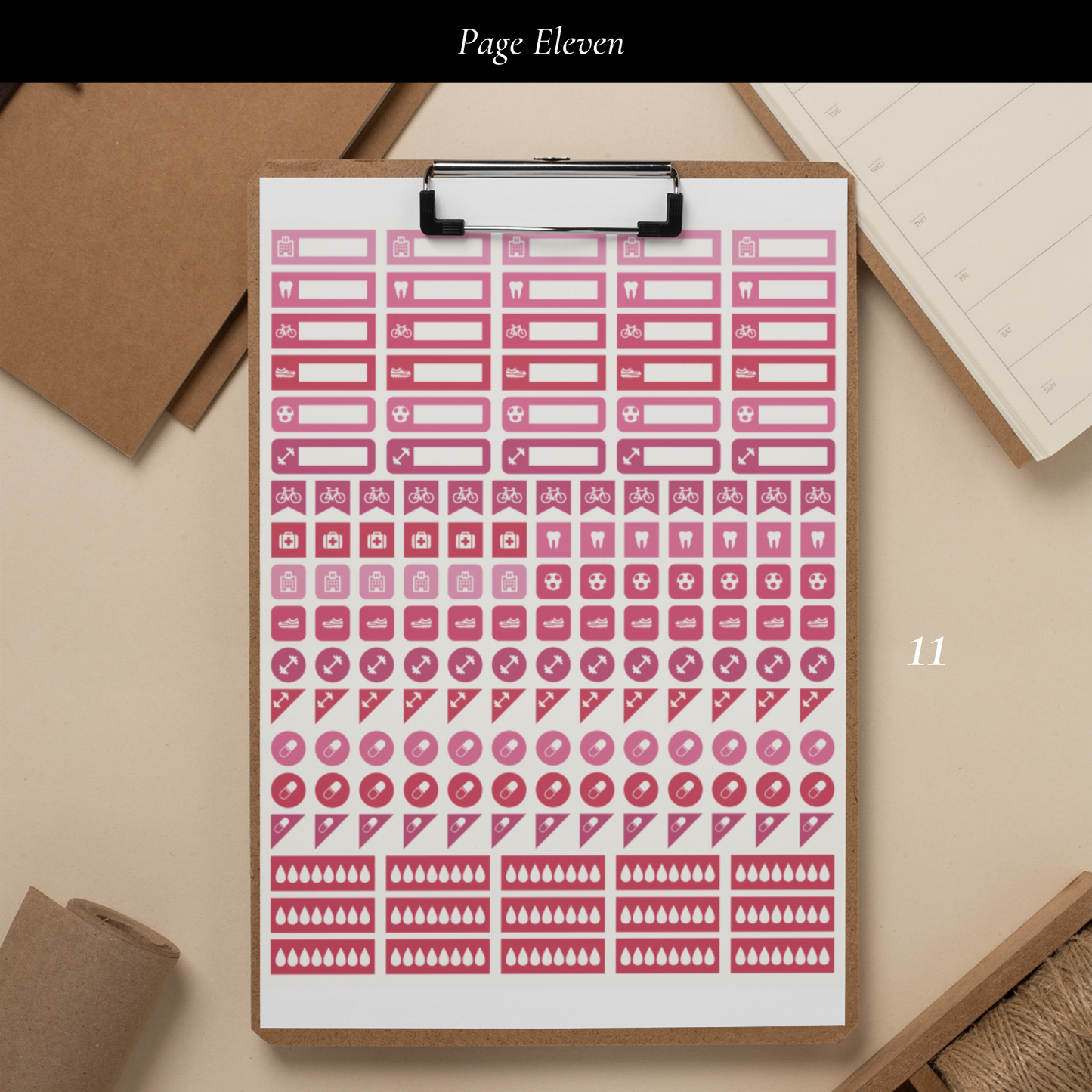 Printable Raspberry Planner Sticker Set