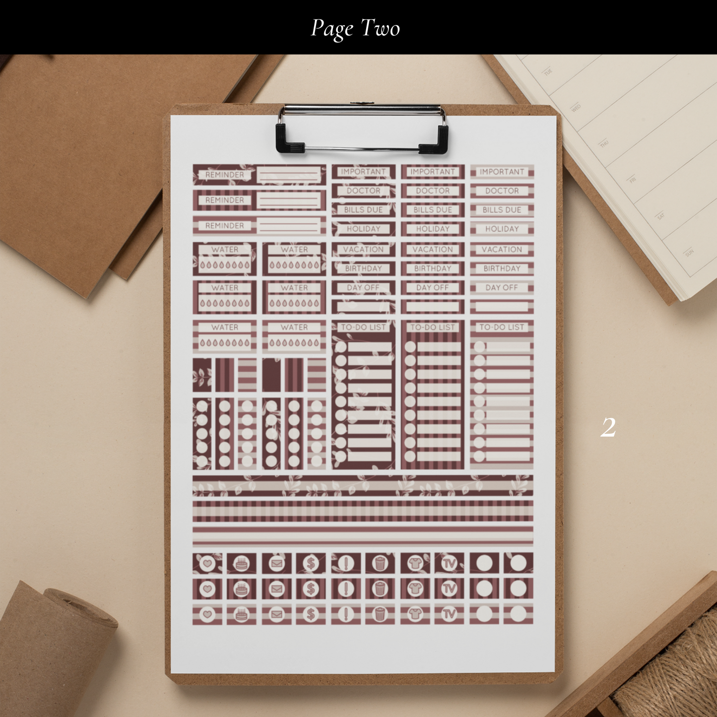Printable Rustic Vibes Planner Sticker Set